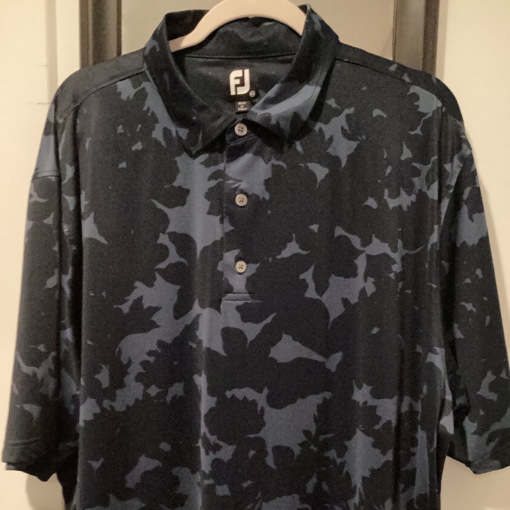 Men’s black and blue foot joy golf shirt